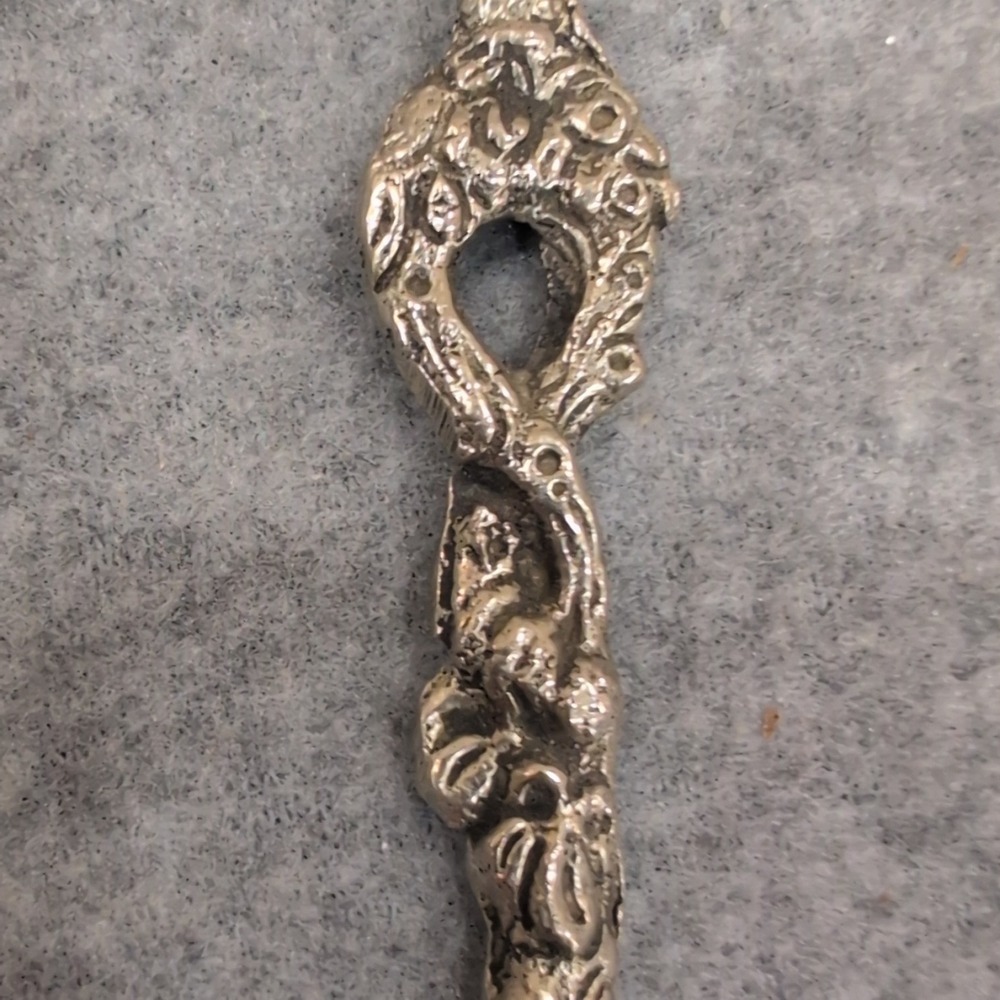 Vintage Figural Deer Souvenir Spoon Bell Shaped Bowl Ornate Silver Tone Metal - Picture 3 of 7
